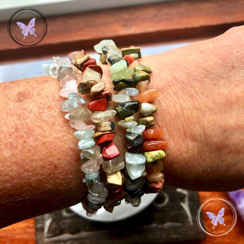 Rose Quartz, Labradorite & Aquamarine Crystal Chip Stretch Bracelet